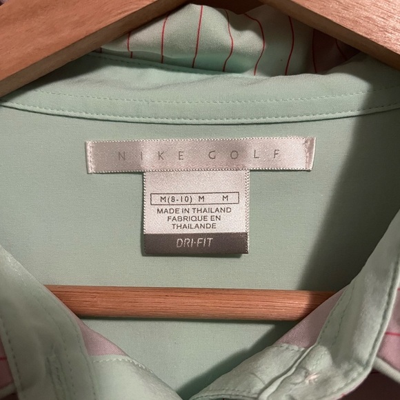 NIKE Golf Dri-Fit Top Green White Striped - Picture 5 of 9